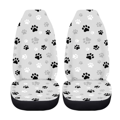 Pehede Car Seat Cover Dog Paw Print Front for Cars, Easy to Install Cover Set, Accessories Auto Trucks Van SUV,2 Packs - color: Multi09