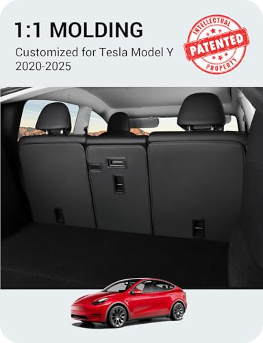 BASENOR 2020-2024 Tesla Model Y Rear Seat Back Cover All Weather Second Row Seats Back Liner Protector Rear Backrest Cover Mats Proprietary Design for 5-Seater Model Y 3PCS - size: 2020-2024 Model Y