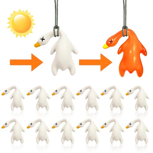 12pc Duck Car Accessories, UV Color Changing Duck Creative Pendant, UV Temperature Reminder, Suitable for Cars, Bicycles, Indoor and Outdoor Ornament, Test Your Sunscreen’s True Protection