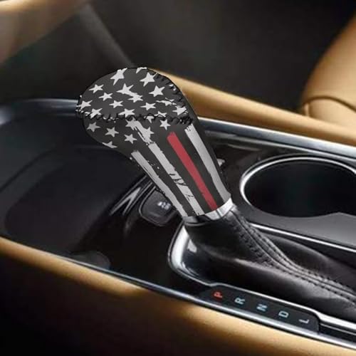 KEIAHUAN American Flag Car Gear Shift Knob Cover & Handbrake Cover Anti-Scratch Stretchy Auto Shifter Gear Hand Brake Protector Universal for Sedans,SUVs,Trucks - color: Black US Flag