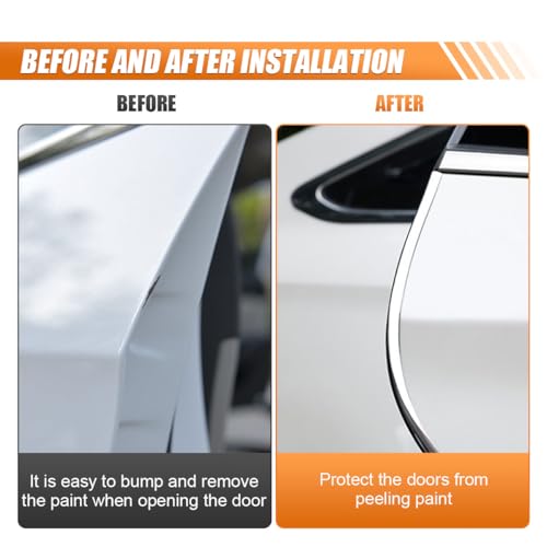 Car Door Edge Guards 16.4ft, Universal U-Shaped PVC Trim Strip Chrome Tape Self-Adhesive, Scratch Resistant Automotive Door Edge Molding Protection for Cars Truck SUV Weatherproof(Silver-5M)