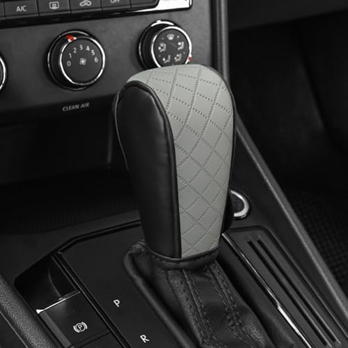 Leather Car Gear Shift Knob Cover, Upgraded Anti-Slip Design Stick Shift Knob Cover, Universal Durable Car Decorative Accessories Shifter Stick Protector Suitable for Cars,Trucks,SUVs (Dark Gy) - color: Dark Grey
