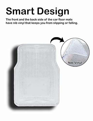 Vaygway All Weather Floor Mats-Universal 4 Piece Car Interior- Rubber Clear Car Plastic Rug-Blue-Tinged Weather Protection Mats - style: Clear Plastic Floor Mat