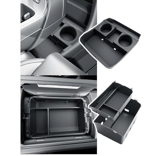 BIBIBO 3Packs for 2026 Hyundai Palisade Center Console Organizer 2026 Hyundai Palisade Calligraphy Console Armrest Tray & Lower Center Console Organizer 2026 Palisade Calligraphy Console Insert Tray - color: Black-(3Pack)