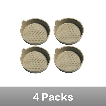 4 Packs Silicone Car Cup Holder Coasters,Car Coasters for Cup Holders,Universal Removabl Vehicle Cup Holder Coasters for Most Cars, Trucks, RVs (Beige) - color: Beige