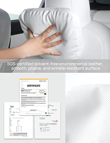 TPARTS Leather Headrest Neck Pillow for All Tesla Model Y/X/3/S(Includes Model Y Juniper 2026 2025 & Model 3 Highland 2024-2026) Accessories, Car Neck Pillow for Traveling (1pc White) - color: 1pc White