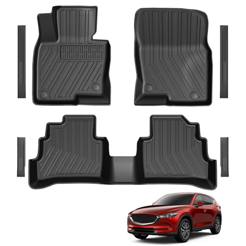 Floor Mats for 2017-2025 Mazda CX-5, TPE All Weather Durable Floor Liners Door Sill Guards for Mazda CX5 Accessories