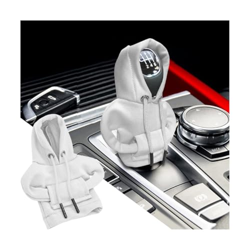 BELOMI Car Gear Shift Cover, Fashionable Hoodie Automotive Gear Shift Knob Protector, Mini Sweater Shirt Gear Shift Knob Cover, Universal Car Decor Accessories (White) - color: White, size: 1 Piece