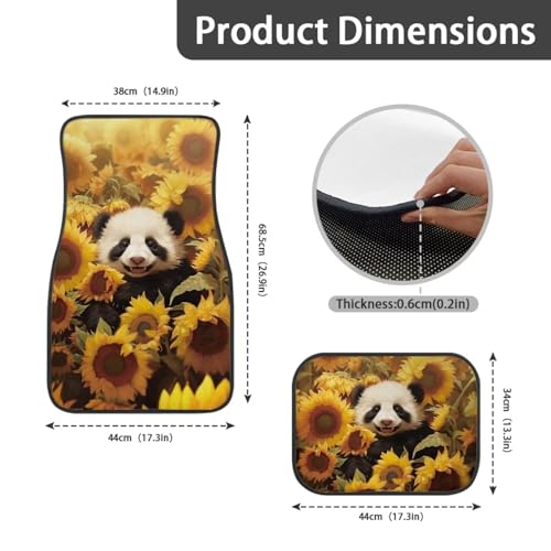 Panda Sunflower Yellow Car Floor Mats Front & Rear Car Mats Set of 4pcs Car Carpet Universal Fit for SUV,Vans,sedans,Trucks - color: Panda Sunflower Yellow