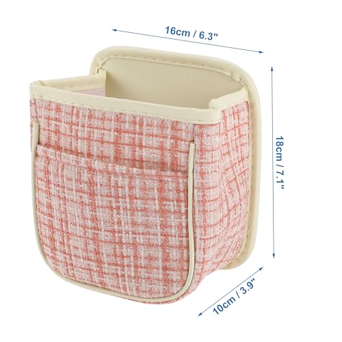 Car Trash Can Portable and Hanging 6.3" Length 3.9" Width 7.1" Height Trash Bin Fabric Pink 1 Pcs - color: Pink