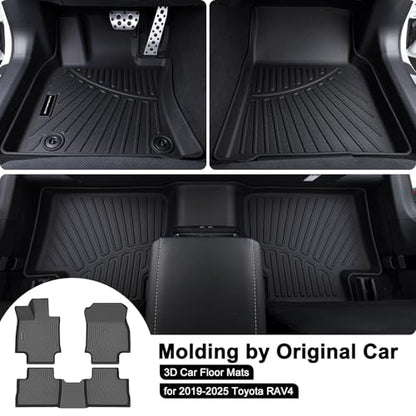 TPE Floor Mats for Toyota RAV4 2019-2025 All Weather Car Floor Liners Fit Toyota RAV4 Accessories Black - size: 2019-25|RAV4|floor mats