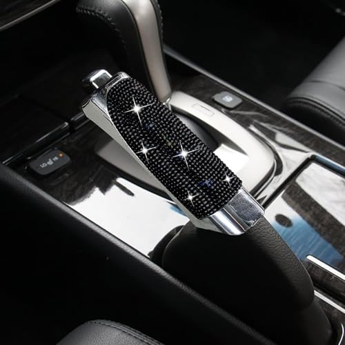 Car Handbrake Covers Torcarvh Crystal Diamond Handbrake Decorative Cover Anti Scratch Auto Gear Shift Collars Self Adhesive Handbrakes Protective Accessories (Black) - color: Black