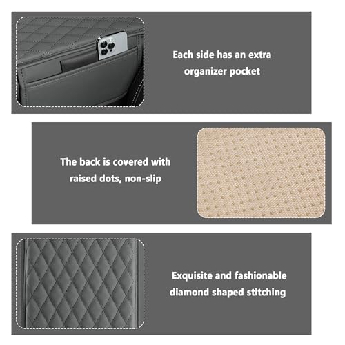 Stacool Upgraded Car Center Console Cover,Microfiber Leather Car Armrest Cover Cushion with 2 Storage Bags,Universal Car Armrest Storage Box (Gray)