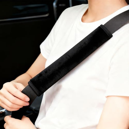 4PCS Seat Belt Cover Pad, Soft Seat Belt Shoulder Pad, Black Belt Pads, Car Seat Belt Pads Cover/Seatbelt Shoulder Pad for All Cars and Backpack