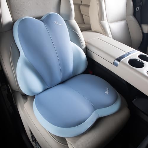 Car Seat Cushion and Back Support for Car Ultrathick Memory Foam Office Chair Cushions with Lumbar Support Pillow for Sciatica & Back & Tailbone Pain Relief (Dark Blue) - color: Dark Blue, size: Cushion+lumbar