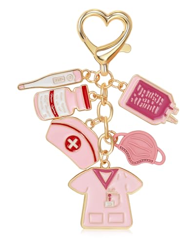 Key Chain Purse Charms - Bag Charms Keychain for Handbag, Car Keychain Wallet Accessories for Women - color: Nurse Pink