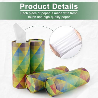 Car Tissue Holder, 4 Pack Car Cup Holder Facial Tissues with Travel Tissue Bag, Quick and Convenient Flower Combination Car Tissue Box(4 Canisters/200 Tissues) Yellow - Green - color: Yellow-Green