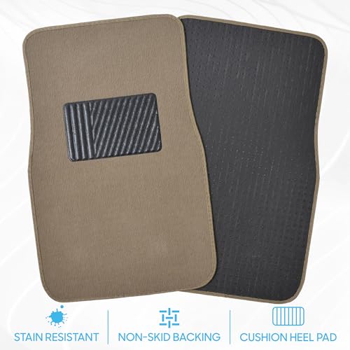 Beige Heavy Duty Front & Rear Carpet Floor Mats Universal Liners for Car SUV Van & Truck, All Weather Protection with Anti-Slip Nibs, Fit Contours of Most Vehicles - color: 100-MB