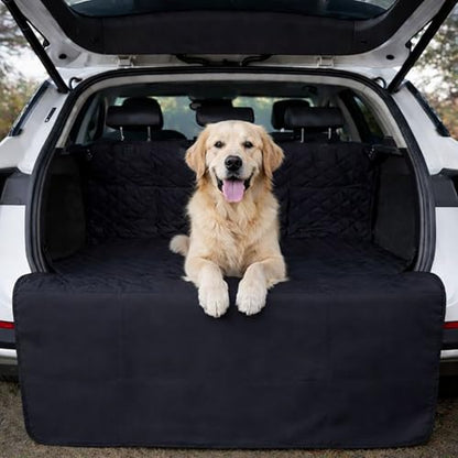 Waterproof SUV Dog Cargo Liner Mat - Heavy Duty Pet Seat Cover for SUV Sedan Van, Non-Slip Back Trunk Protector with Bumper Guard, Large Universal Fit (Black) (CHBX-D-01)