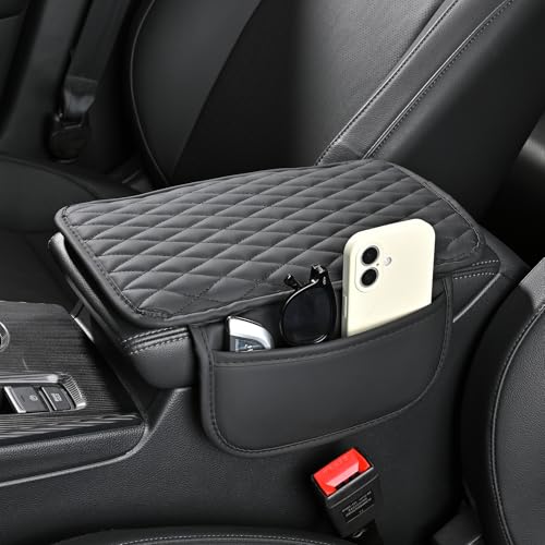 Arm Rest Cover for Car, Microfiber Leather Universal Car Console Covers Accessories with 2 Storage Bags, Pink - color: Pink