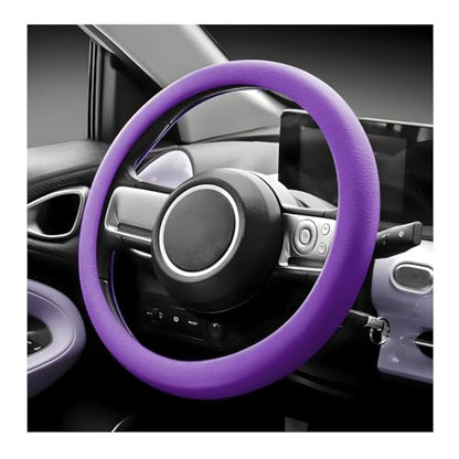Car Steering Wheel Cover, 13 to 14 Inches Non-Slip Soft Silicone Steering Wheel Protector, Stretchable Elastic Steering Wheel Cover Fits Most Cars for Men and Women (Dark Purple) - color: Dark Purple