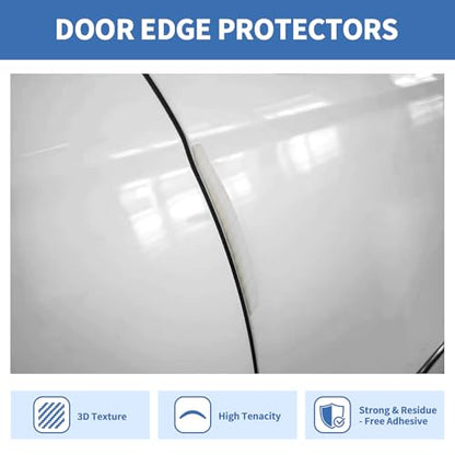 4PCS Car Door Edge Guards Universal 3D Carbon Fiber Texture Anti-Collision Scratch Protector Strips Flexible Silicone Trim with Nano Adhesive for Sedan SUV Truck Transparent - color: Transparent