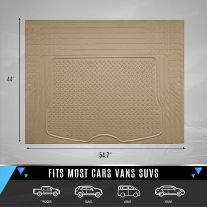 PIC AUTO Heavy Duty Cargo Liner, Trimmable All-Weather Rubber Trunk Mat for Cars, SUVs, Vans & Trucks, Anti-Slip Backing, Durable Protection, Large, Beige - color: Beige