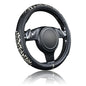 Flying Banner car Steering Wheel Cover Gel Massage Velvet Cool Warm Universal Size 15 inches SUV Truck Anti Slip Odorless Summer Winter (Black Gray Leopard Print, Gel Massage) - color: Black Gray Leopard Print