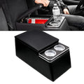 Black Universal Truck Seat/Bench Organizer with Cup Holders, Armrest, and Padded Top Lid - Ideal for Business and Storage - 124810 Contractor Console