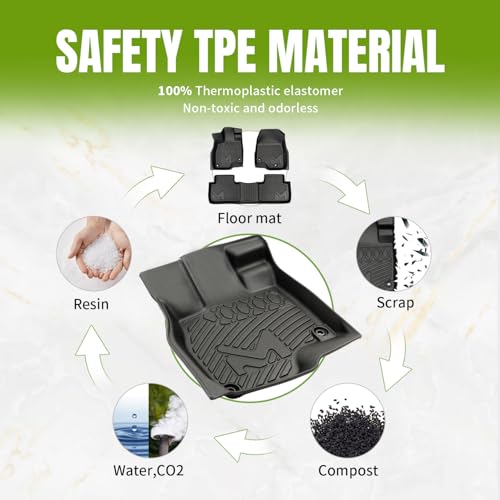 TPE Automotive Floor Mats Custom for 2011-2020 Dodge Journey, All Weather Cover Protection Waterproof Black Floor Liner Front & Rear Row Full Set Car Mats, 3PCS - size: 3PCS (2Row), style: For 2011-2020 | Dodge Journey | 1st & 2nd Row