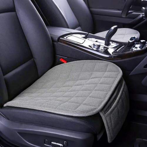 Linen Seat Cover for Car,2 Pack Bottom Seat Covers for Trucks, Car Seat Cushion,Pads,Mat,Protector Universal Fit Most Automotive[Gray Front Seat] - color: 2 Pack Grey