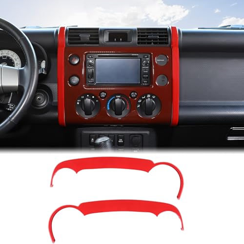 Aunginsy Car Dashboard Navigation Side Decorative Strip Cover Compatible with Toyota FJ Cruiser 2007-2021 Car Center Console Navigation Side Panel Strip Decorative Cover Trim ABS Interior Accessories - color: Red