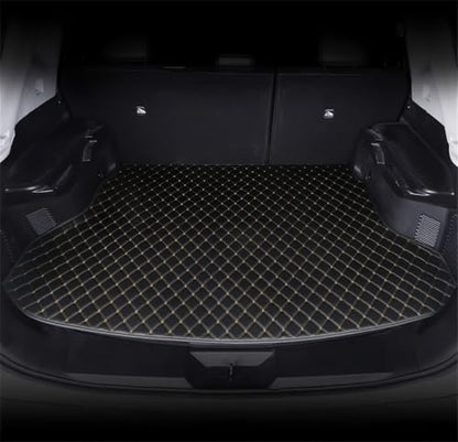 Custom Making Trunk Mats Cargo Mats Fit for 99.9% Sedan SUV All Weather Protection Leather Liners Trunk Mat Cargo Liners (Black Gold) - color: black gold