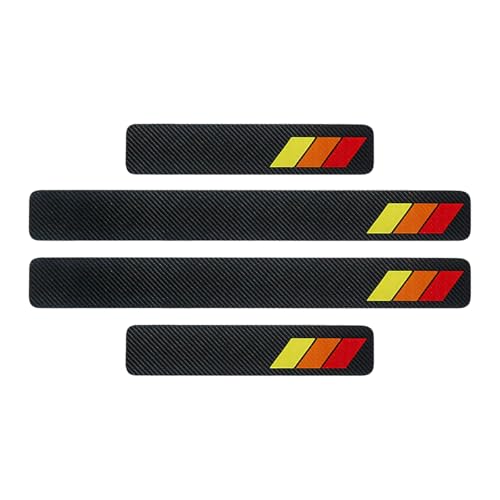 ZIMISI 4PCS Tri-Color Door Sill Protectors, Anti-Scratch Carbon Fiber Entry Step Guard Sticker, Universal Car Front/Rear Door Threshold Protection Stripe for Most Vehicles (Red) - color: Red