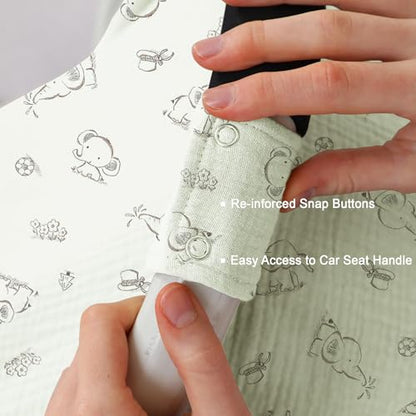 100% Muslin Cotton Car Seat Cover Baby, Carseat Canopy Cover, Universal Fit Stroller Covers for Boys and Girls (Cute Elephant) - color: cute elephant