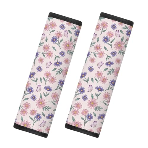 2 Pcs Seat Belt Cover for Women Adults, Floral Car Seat Strap Pads for Kids, Soft Car Seats Belt Cushion Pads for Women Children Girls - color: Floral
