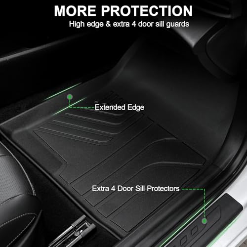 Floor Mats for 2021-2026 Hyundai Elantra (Not for Hybrid) & Elantra N, TPE All Weather Durable Floor Liners Door Sill Guards for Hyundai Elantra Gas Accessories