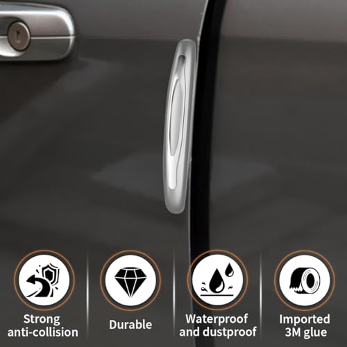4PCS Car Door Edge Guards, Auto Side Door Protector Car Door Self Adhesive Anti-Collision Trim Strip, Universal Car Body Anti-Scratch Bumper Guard for Car SUV Truck (Silver)