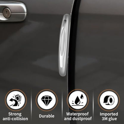 4PCS Car Door Edge Guards, Auto Side Door Protector Car Door Self Adhesive Anti-Collision Trim Strip, Universal Car Body Anti-Scratch Bumper Guard for Car SUV Truck (Silver)