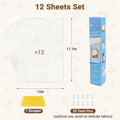 Anti Cat Scratch Furniture Protector - 12Pcs Large, 17.7 * 12in, Clear Sofa Protector from Cat Scratching, Door Protector from Dog Scratching, Self-Adhesive - 50 Pins - size: 17.7in*12in