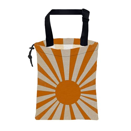 Car Trash Bag Retro Orange and White Sunray Leak-Proof Car Garbage Bag with Drawstring Foldable Canvas Trash Bin with Adjustable Buckle for Car Accessories, Travelling, Camping - color: Retro Orange and White Sunray