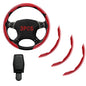 Steering Wheel Covers, Carbon Fiber Anti-Skid Clip on Car Steering Wheel Cover Protector 3PCs, with Magnetic Leather Sunglasses Holder for Car Visor, Red - color: RED