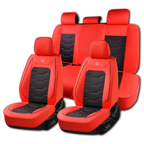 for Nissan Rogue 2008-2026 Car Seat Covers, Red Car Seat Covers, Waterproof PU Leather, 5 Seats Full Set, Easy to Clean and Install, Non-Slip, Beautify Interior - color: Lite_Red