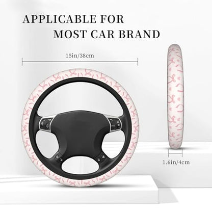 Pink Bow Steering Wheel Cover Cute Car Accessories - color: Pink Bow