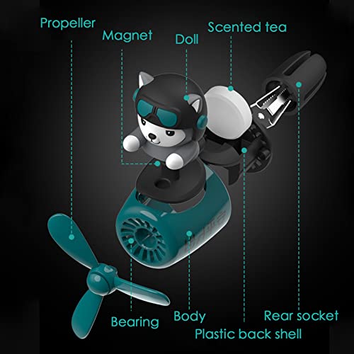 2 Pieces Car Air Fresheners, Cute Bear Pilot Car Diffuser, Propeller Air Outlet Vent Fresheners, Suitable for Automotive Interior Decoration (dog（A+B）)