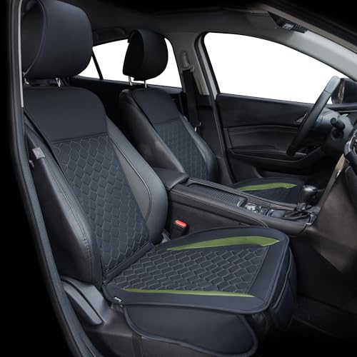 Elantrip 2PCs Front Car Seat Covers Leather Car Seat Protector Universal fit for Most Cars SUVs and Trucks Water Proof Seat Protector Black and Green - color: Black/Green, size: Front Set