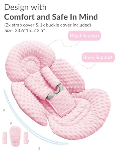 Generic Infant Insert Compatible with Mamaroo Swing & Graco Swing and Infant Car Seat, Newborn Insert Baby Head Body Support, Reversible Design, Breathable Soft Fabric, 1Pcs - Dots, Pink - color: Dots, Pink