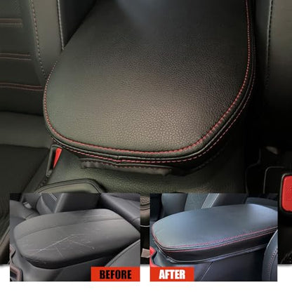 Center Console Cover for Toyota RAV4 2025 2024 2023 2022 2021 2020 2019 - Leather Middle Armrest Cover for Toyota RAV4 Interior Accessories (Red Stitches) - size: 4) 19-25 |RAV4| Red Stitching,Thin Size