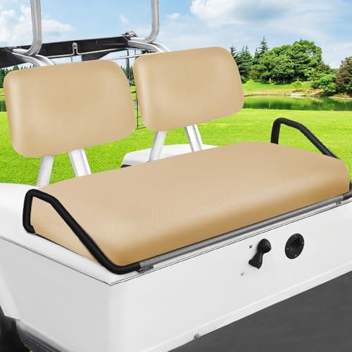 Golf Cart Seat Covers Set for Yamaha G22 G19 G16 G14 G11 G9 G8 G2, Club Car DS Pre-2000 OEM Ordinary Front Seats, Durable Breathable Seat Covers Washable Polyester Mesh Cloth Without Logo, Beige
