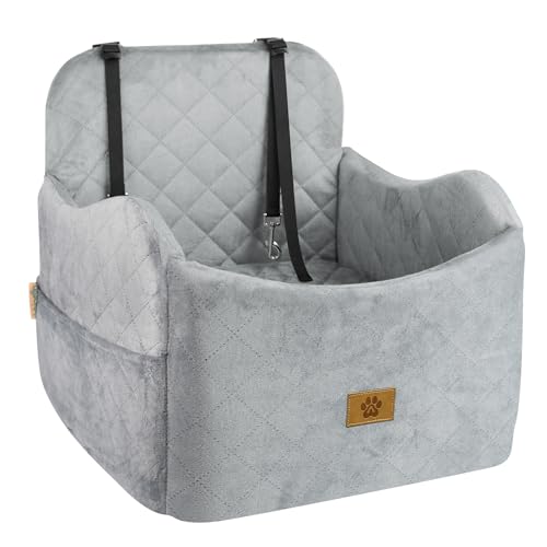 Dog Car Seat for Small/Medium Dogs, Detachable Washable Dog Booster Car Seat Under 35lbs, High-Support Memory Foam,Travel Bed with Storage Pockets - color: Grey